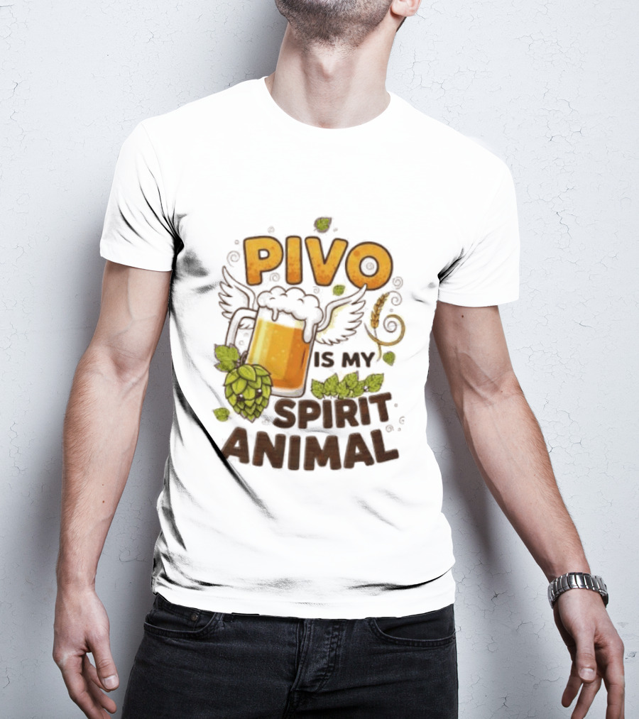 Pivo Is My Spirit Animal Beer Lover Hops Wheat Wings T-Shirt