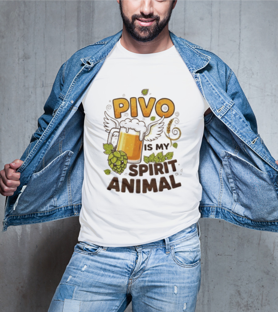 Pivo Is My Spirit Animal Beer Lover Hops Wheat Wings T-Shirt