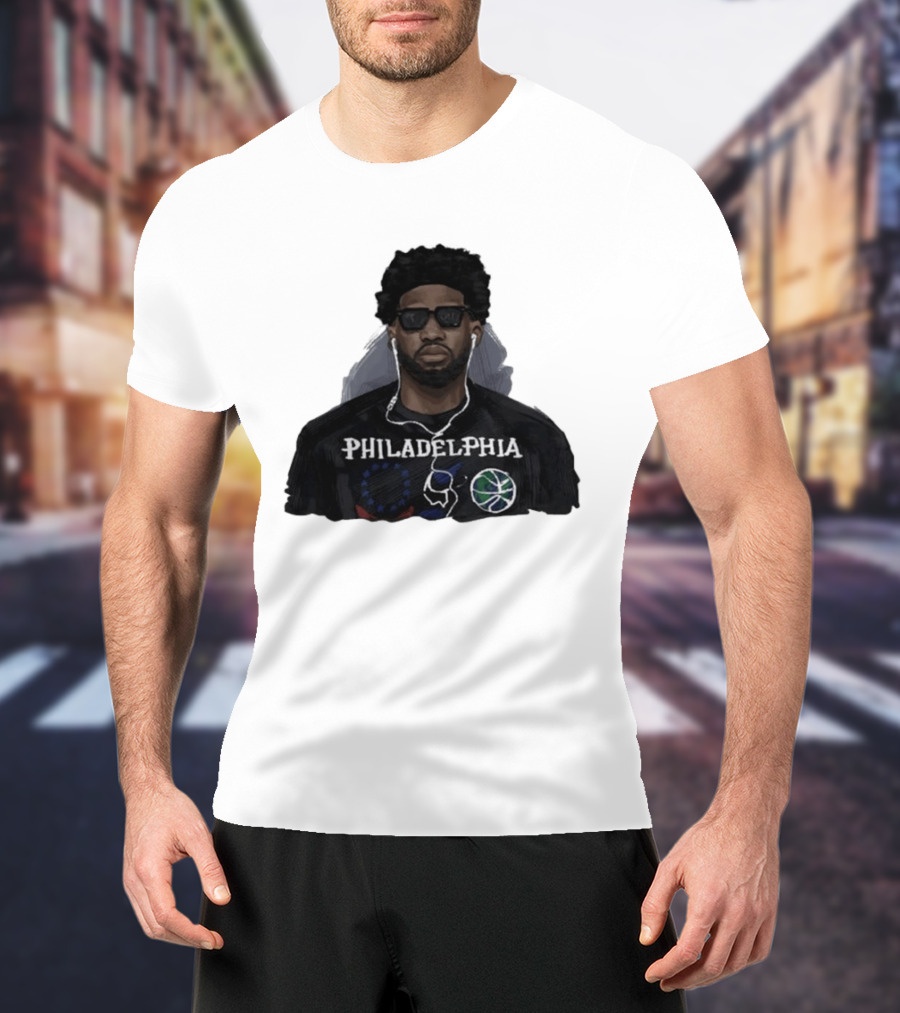 Philadelphia Basketball Player In Sunglasses Earphones T-Shirt