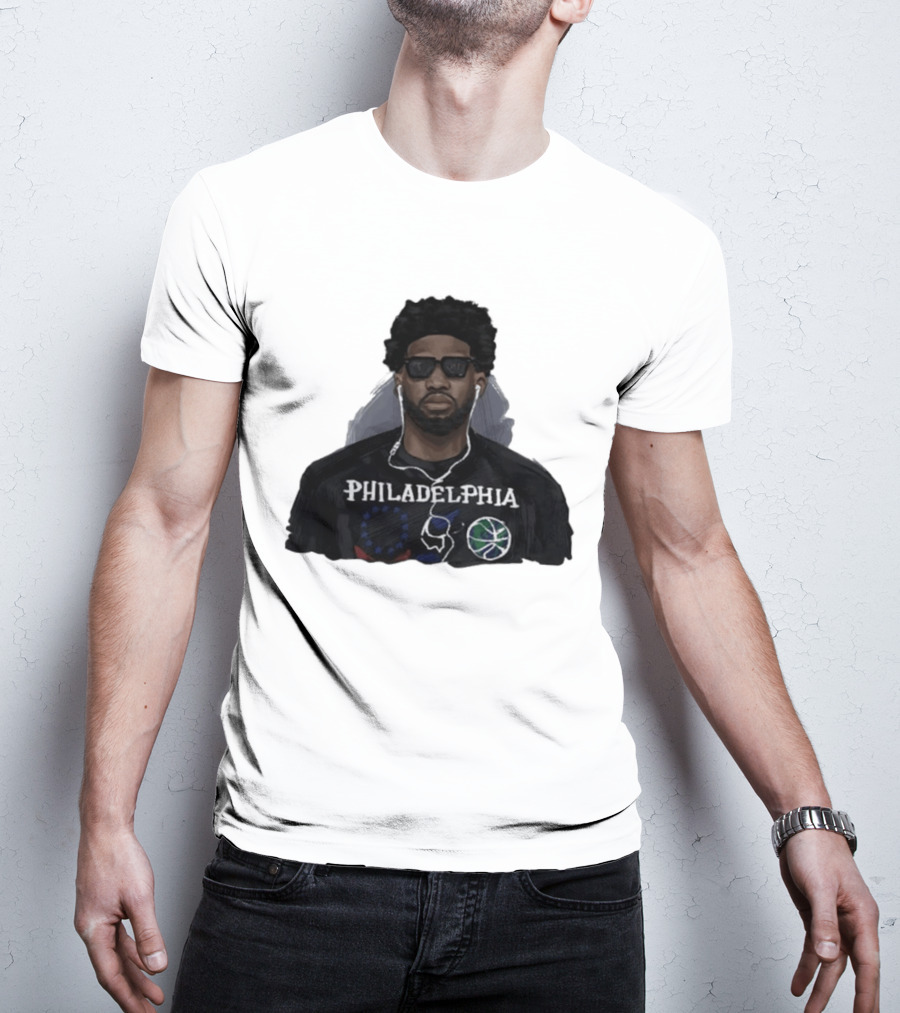 Philadelphia Basketball Player In Sunglasses Earphones T-Shirt