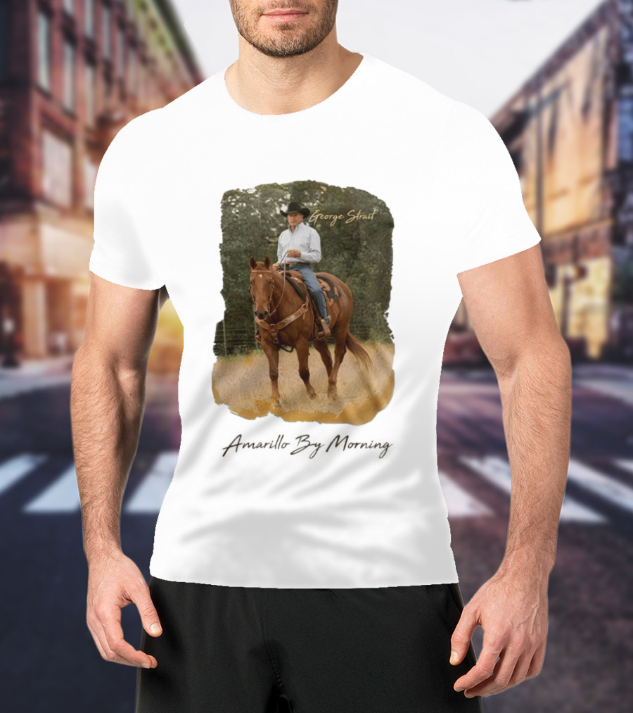 George Strait Riding Horse In Rustic Landscape One Night Only T-Shirt