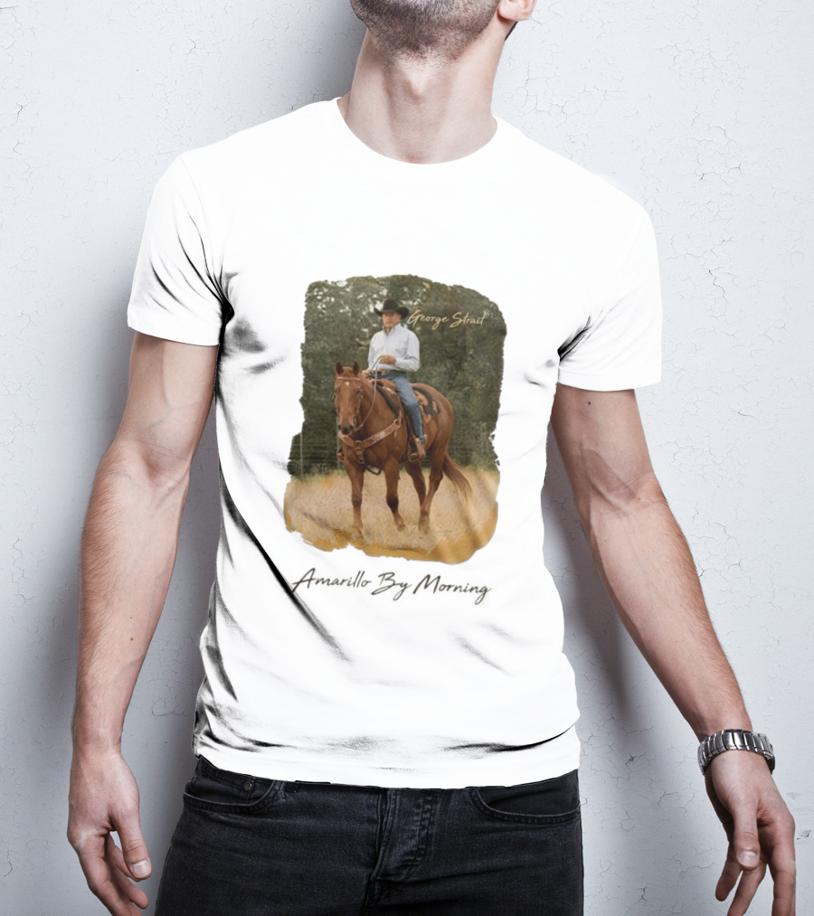 George Strait Riding Horse In Rustic Landscape One Night Only T-Shirt