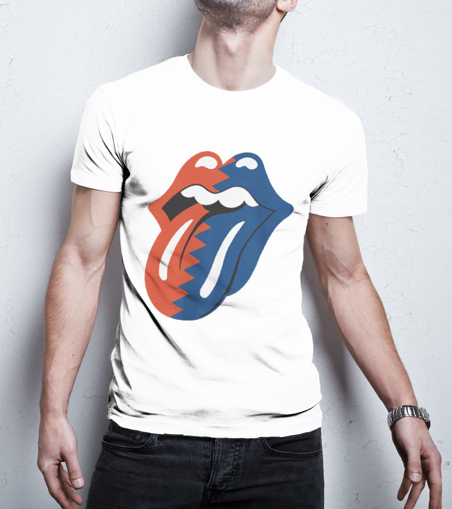 Rolling Stones Big Mouth Tongue Rare Red Blue Contrast T-Shirt