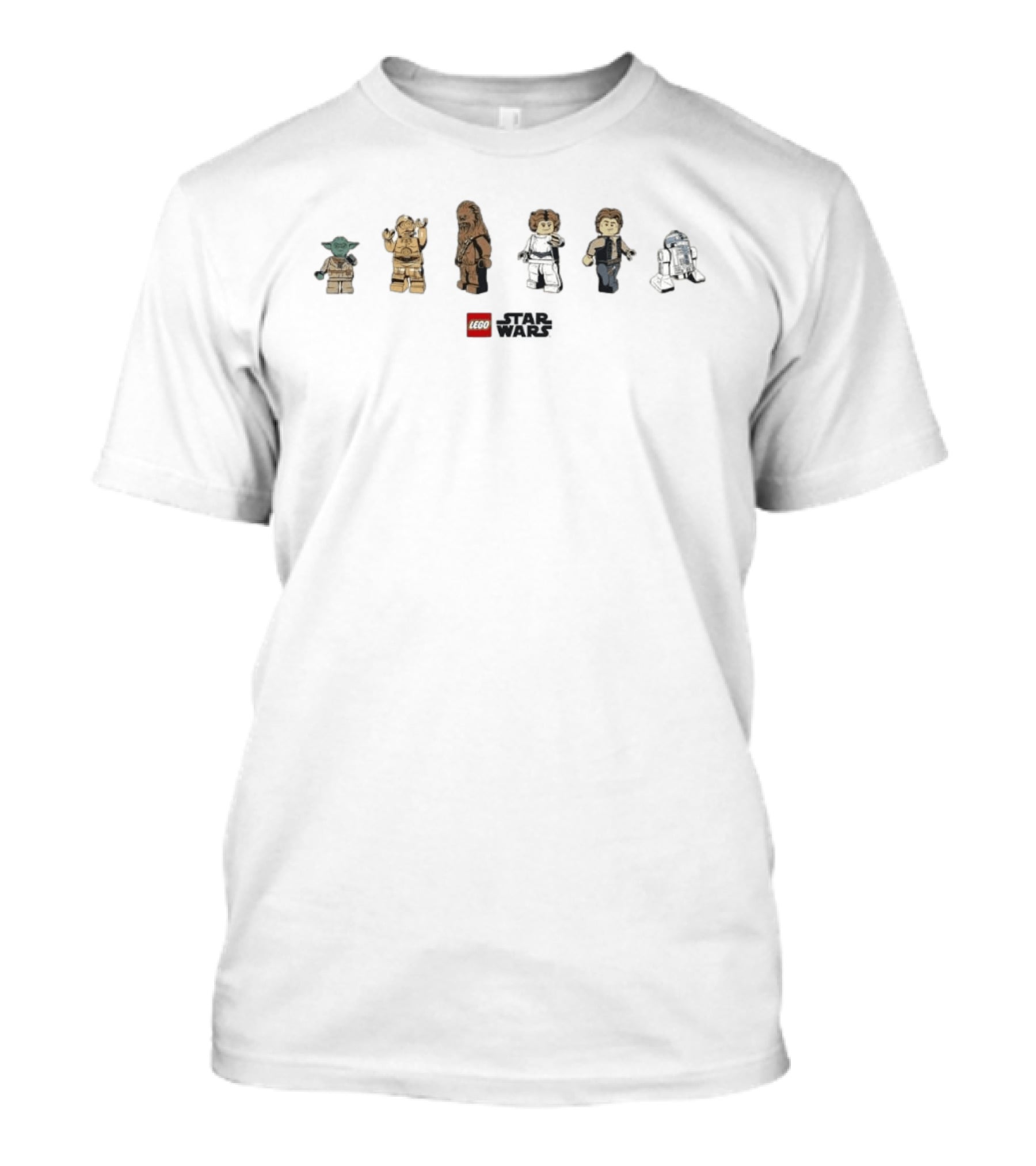 LEGO Star Wars Minifigure Yoda C 3PO Chewbacca Leia Han Solo R2 D2 T-Shirt