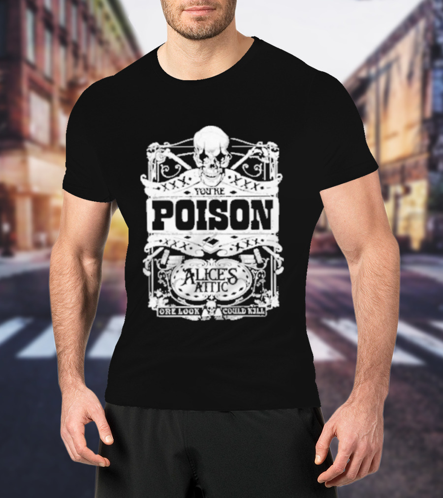 Alice Cooper Poison Attic Skull Motif T-Shirt