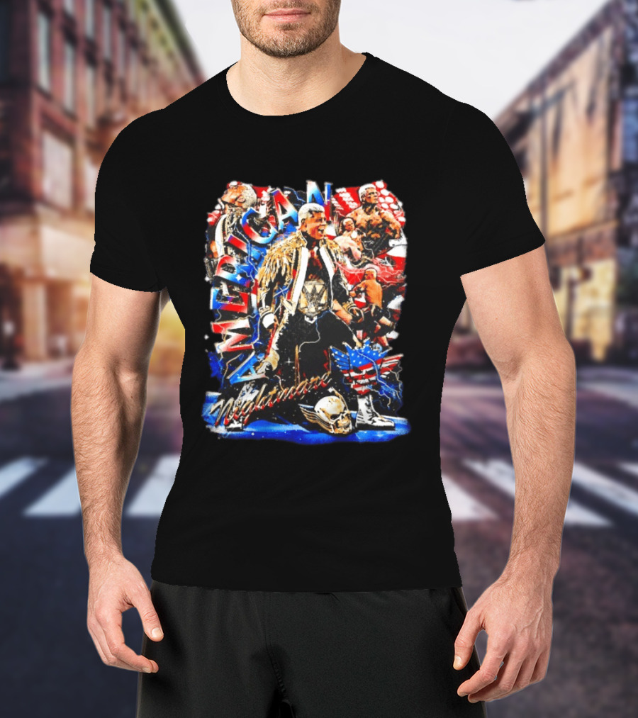 American Nightmare Cody Rhodes Wrestling Star Red White Blue Skull Jacket T-Shirt
