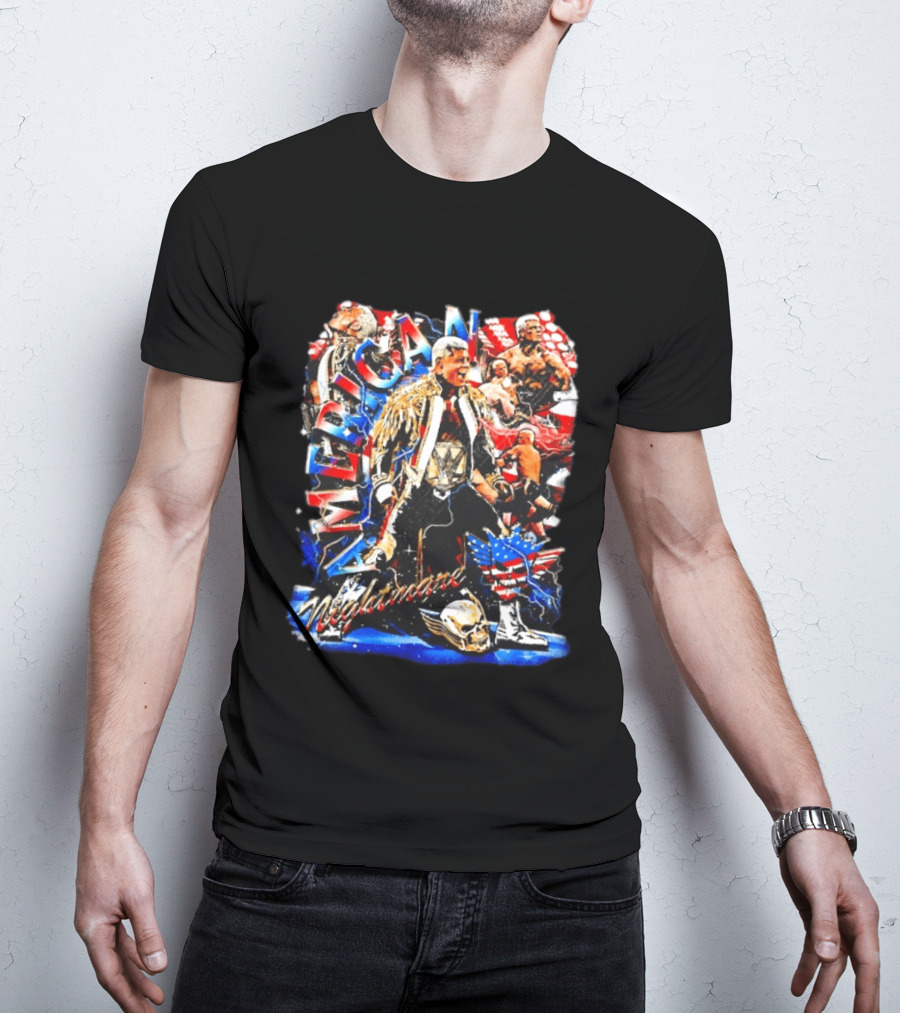 American Nightmare Cody Rhodes Wrestling Star Red White Blue Skull Jacket T-Shirt