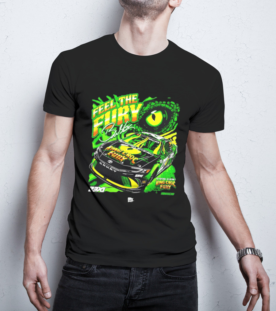 Bubba Wallace Feel The Fury King Croc Chumba Casino Toyota Camry NASCAR 23XI Racing T-Shirt