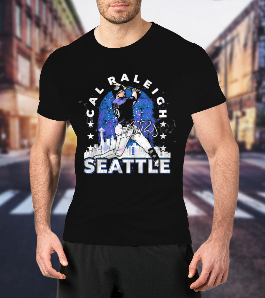 Cal Raleigh Seattle Baseball Skyline Stars T-Shirt