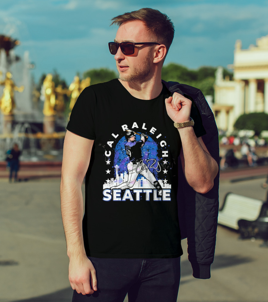 Cal Raleigh Seattle Baseball Skyline Stars T-Shirt