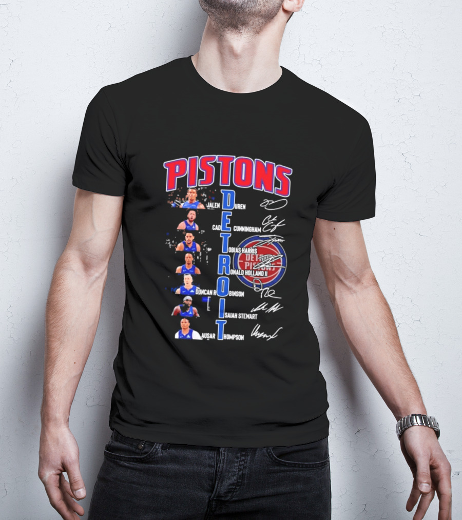 Detroit Pistons Jalen Duren Cade Cunningham Bojan Bogdanovic Isaiah Stewart Jaden Ivey Ausar Thompson Signatures T-Shirt