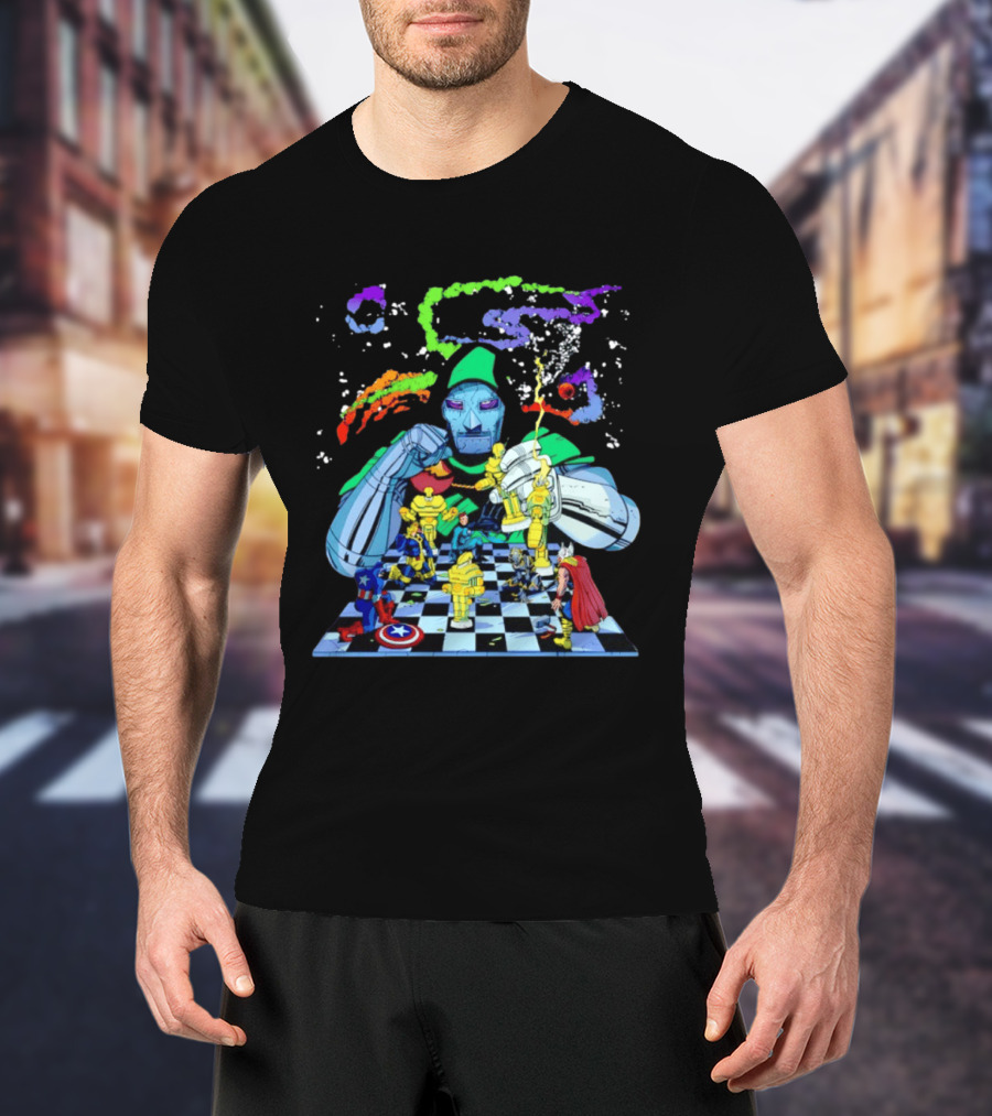 Doctor Doom Strategic Chess Battle With Marvel Heroes T-Shirt