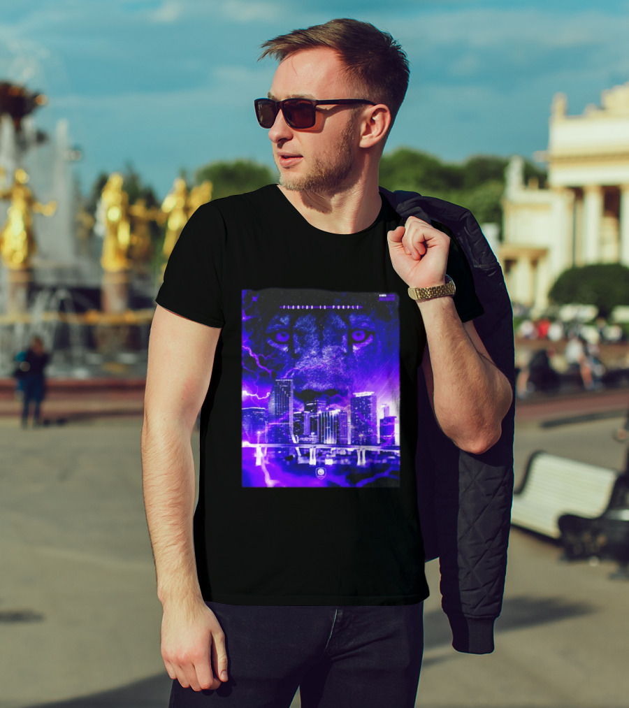 Florida Is Purple Orlando City SC Lion City Skyline Lightning T-Shirt