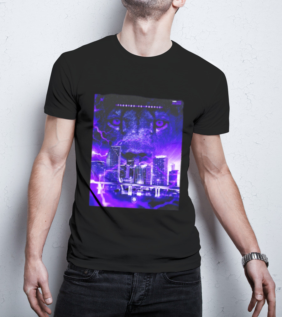 Florida Is Purple Orlando City SC Lion City Skyline Lightning T-Shirt
