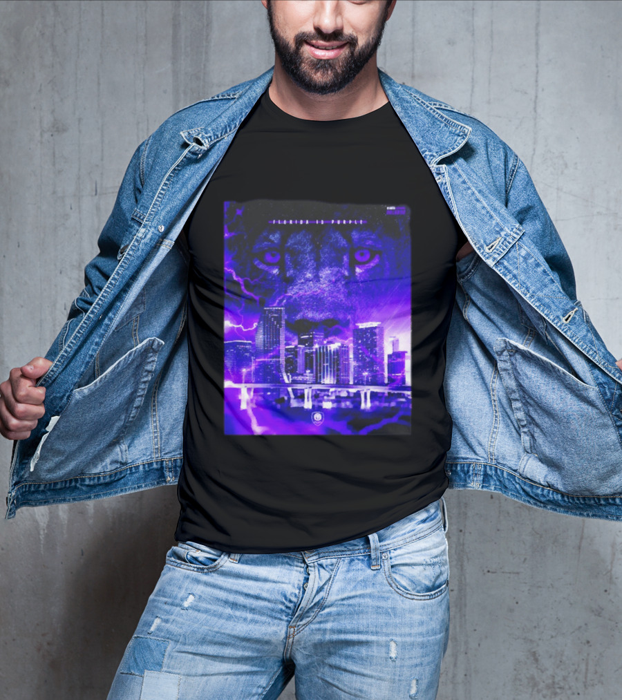Florida Is Purple Orlando City SC Lion City Skyline Lightning T-Shirt