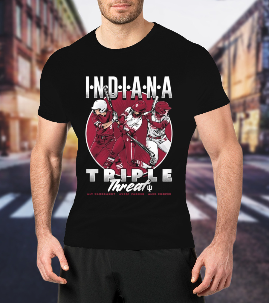 Indiana Hoosiers Softball Triple Threat Aly Van Brandt Avery Parker Alex Cooper T-Shirt