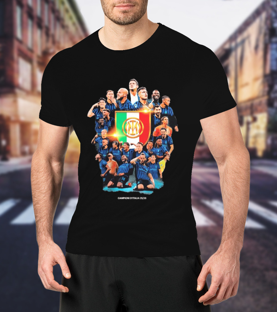 Inter Milan FC 2025 2026 Campioni D'Italia Celebration Squad T-Shirt