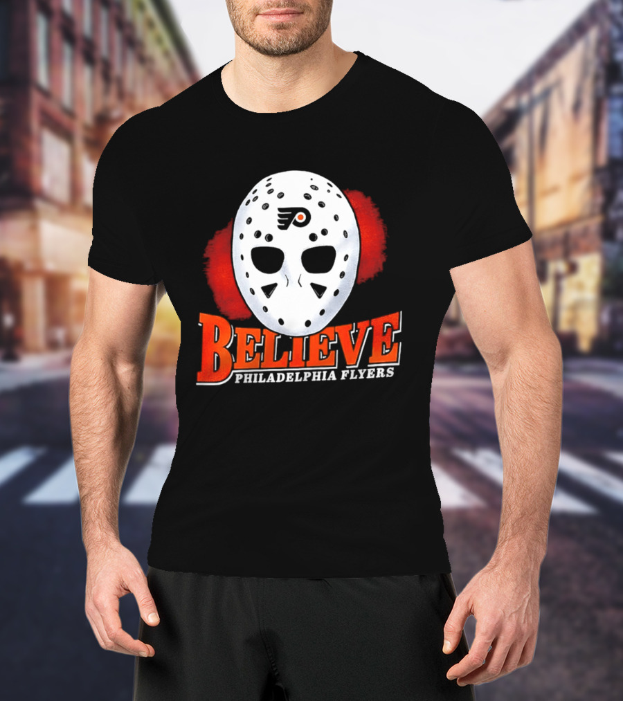 Philadelphia Flyers Believe 2026 Hockey Mask T-Shirt
