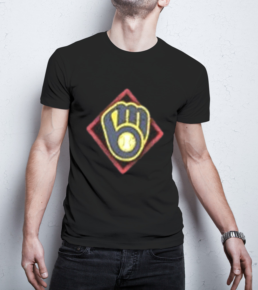 Milwaukee Brewers America's Pastime Black Americana Baseball Glove T-Shirt