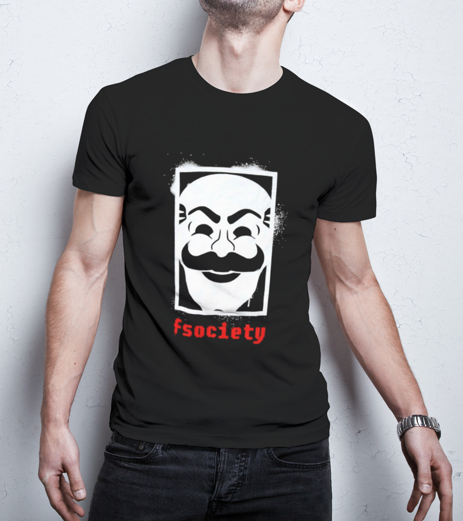 Mr Robot Fsociety Mask White Face Red T-Shirt