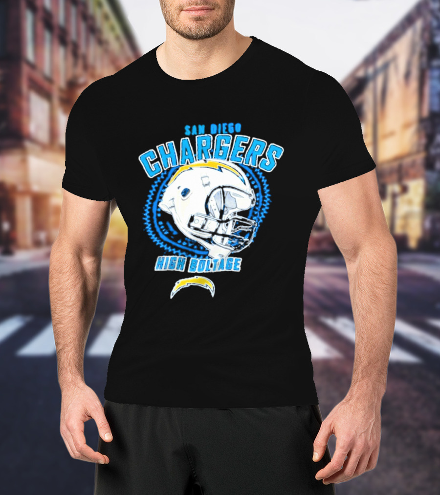 San Diego Chargers High Boltage Helmet Football NFL Team Gear T-Shirt