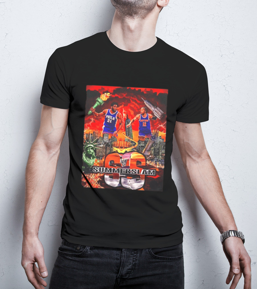 Summerslam Joel Embiid Vs Jalen Brunson NYC Showdown T-Shirt