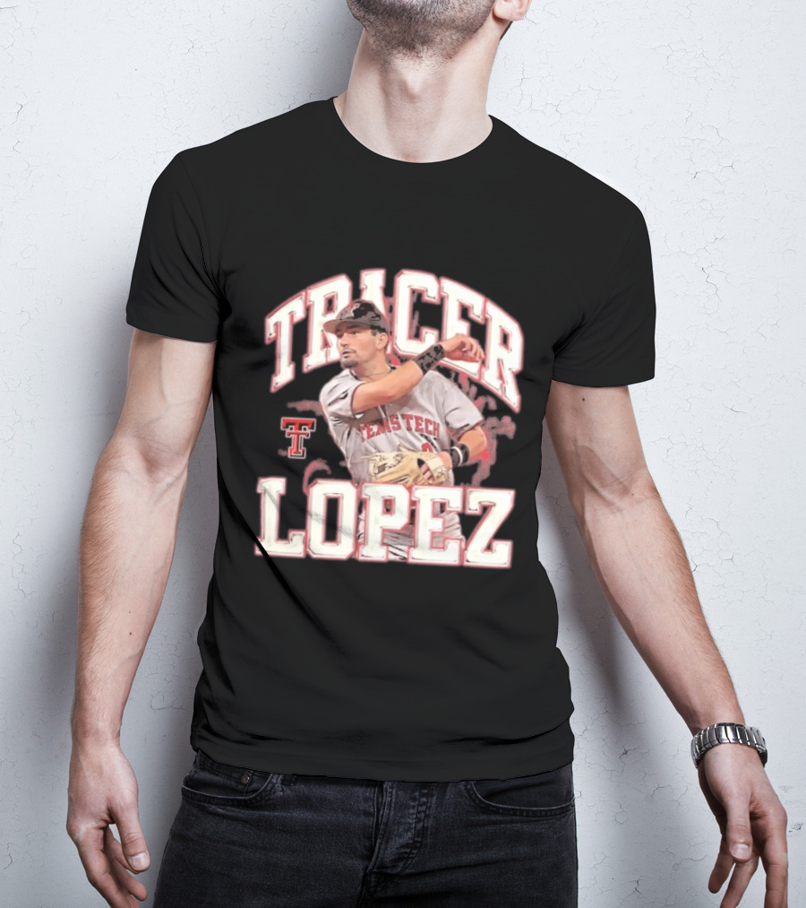 Texas Tech Tracer Lopez Baseball NCAA Collage T-Shirt