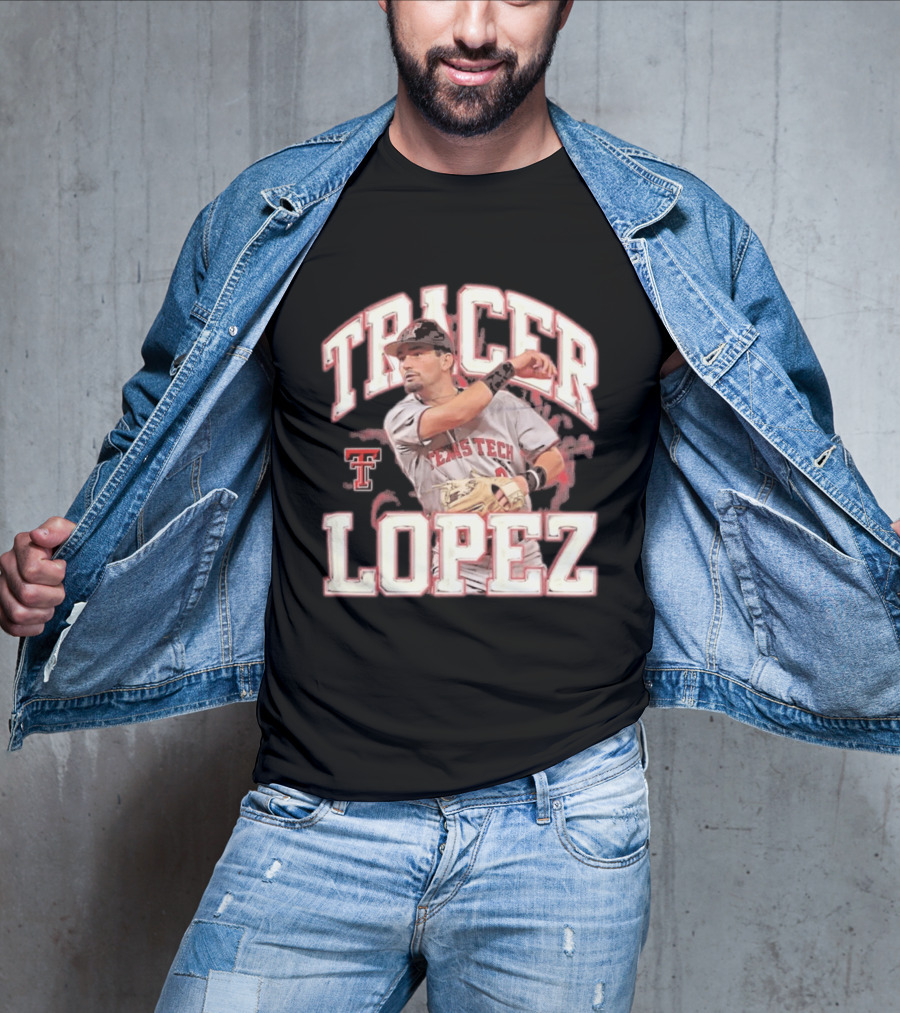 Texas Tech Tracer Lopez Baseball NCAA Collage T-Shirt