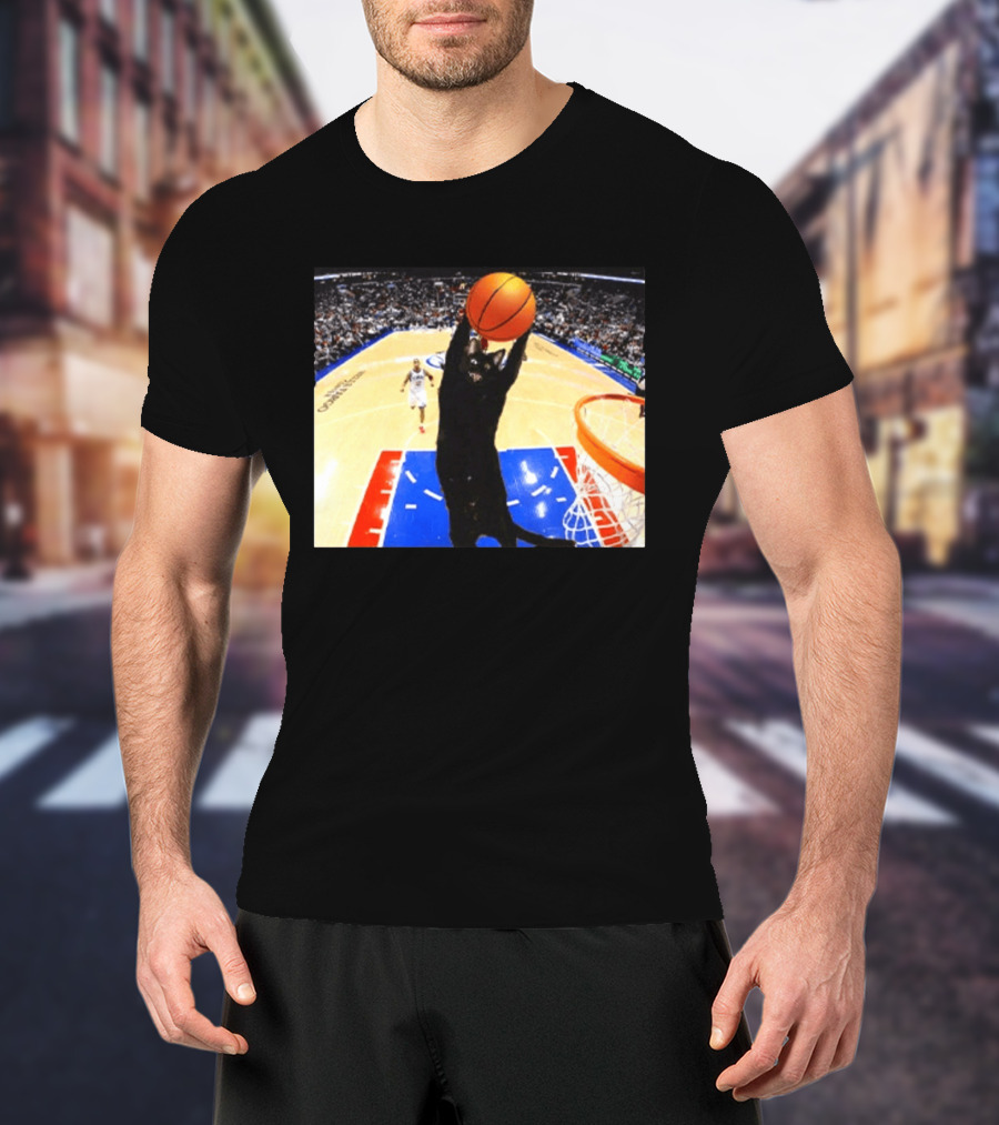 Jarrett Allen Cat Dunking Basketball On Court T-Shirt