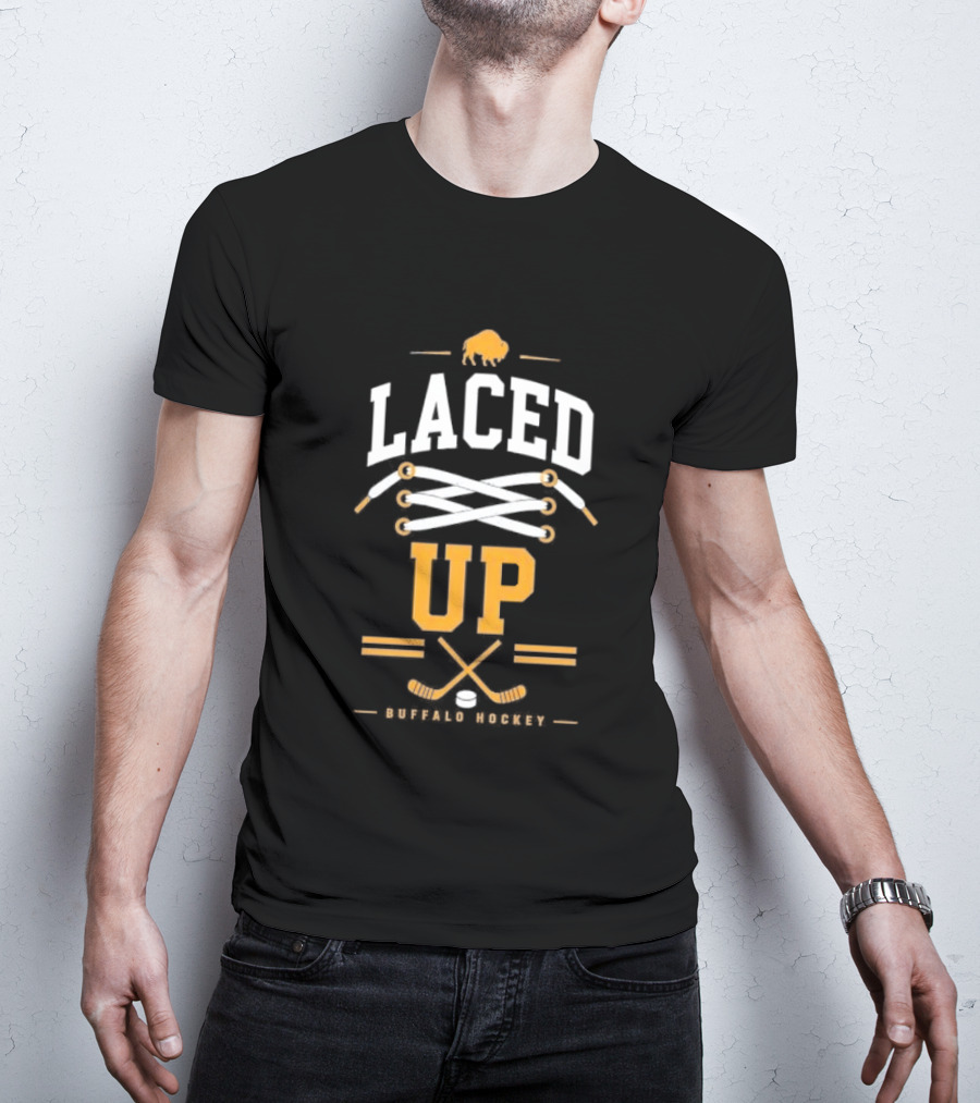 Buffalo Sabres Laced Up Hockey Sticks T-Shirt
