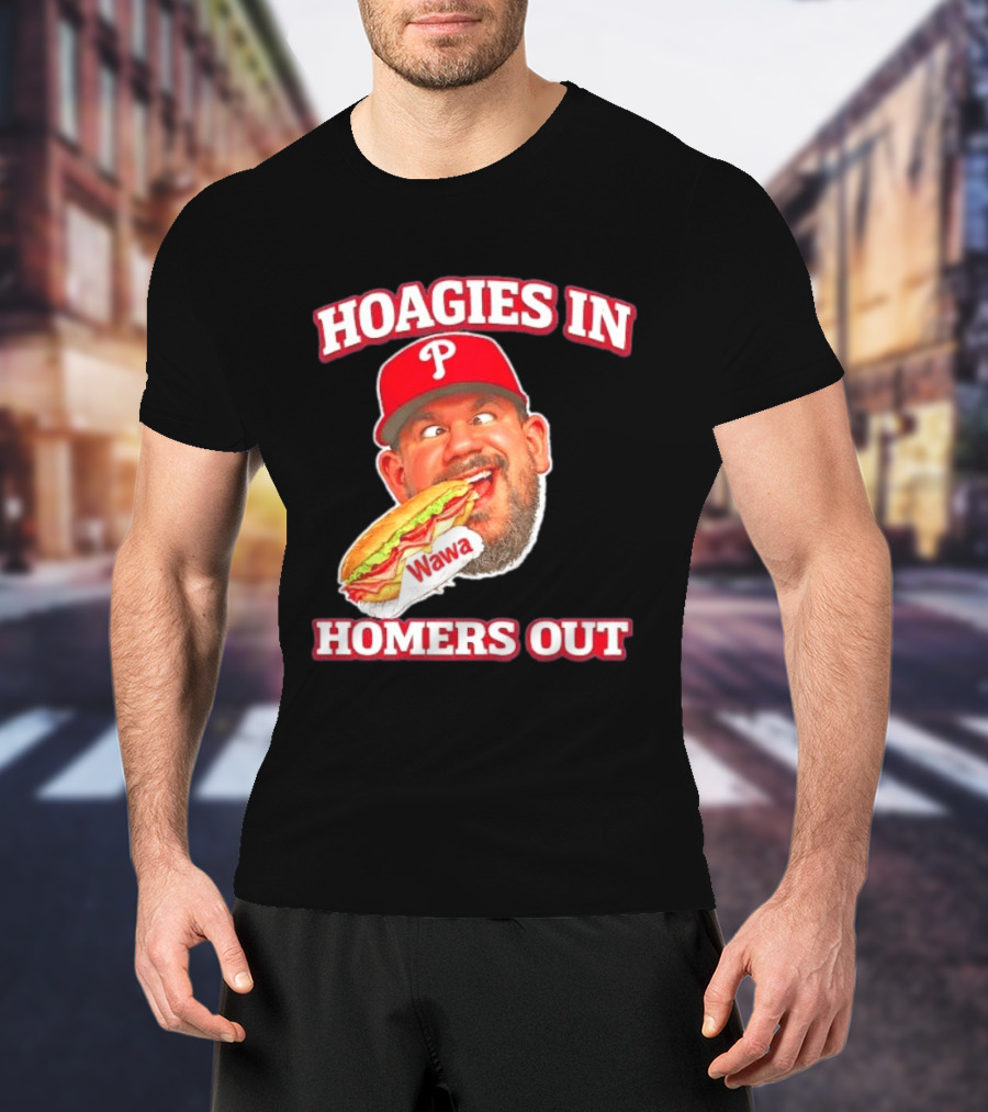 Hoagies In Homers Out Wawa Philadelphia Baseball Player Eating Sandwich T-Shirt