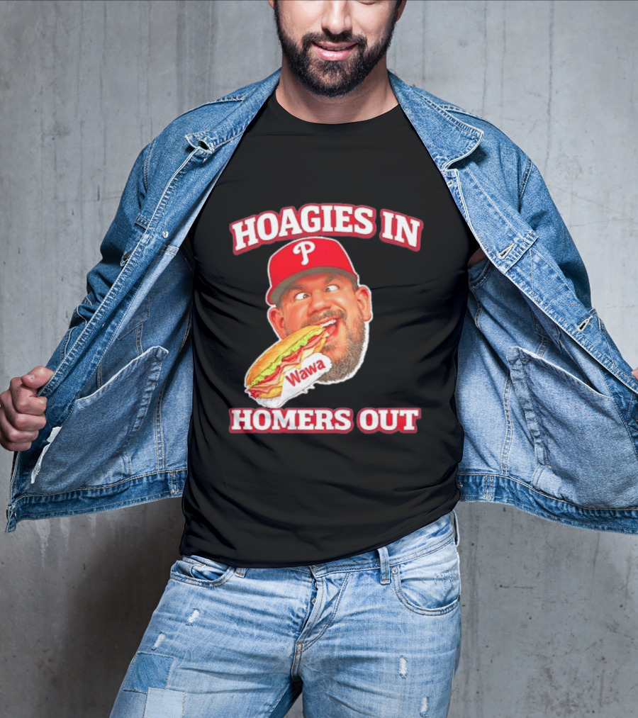 Hoagies In Homers Out Wawa Philadelphia Baseball Player Eating Sandwich T-Shirt