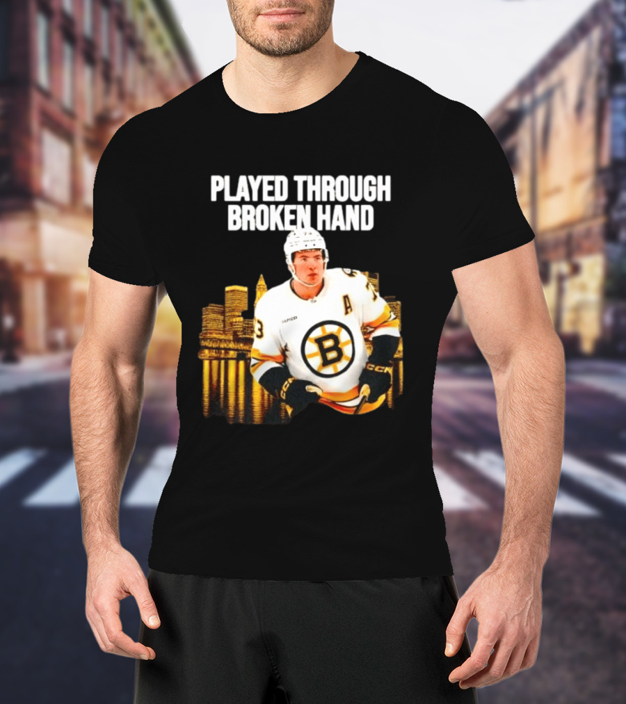 Charlie McAvoy Played Through Broken Hand Boston Hockey T-Shirt