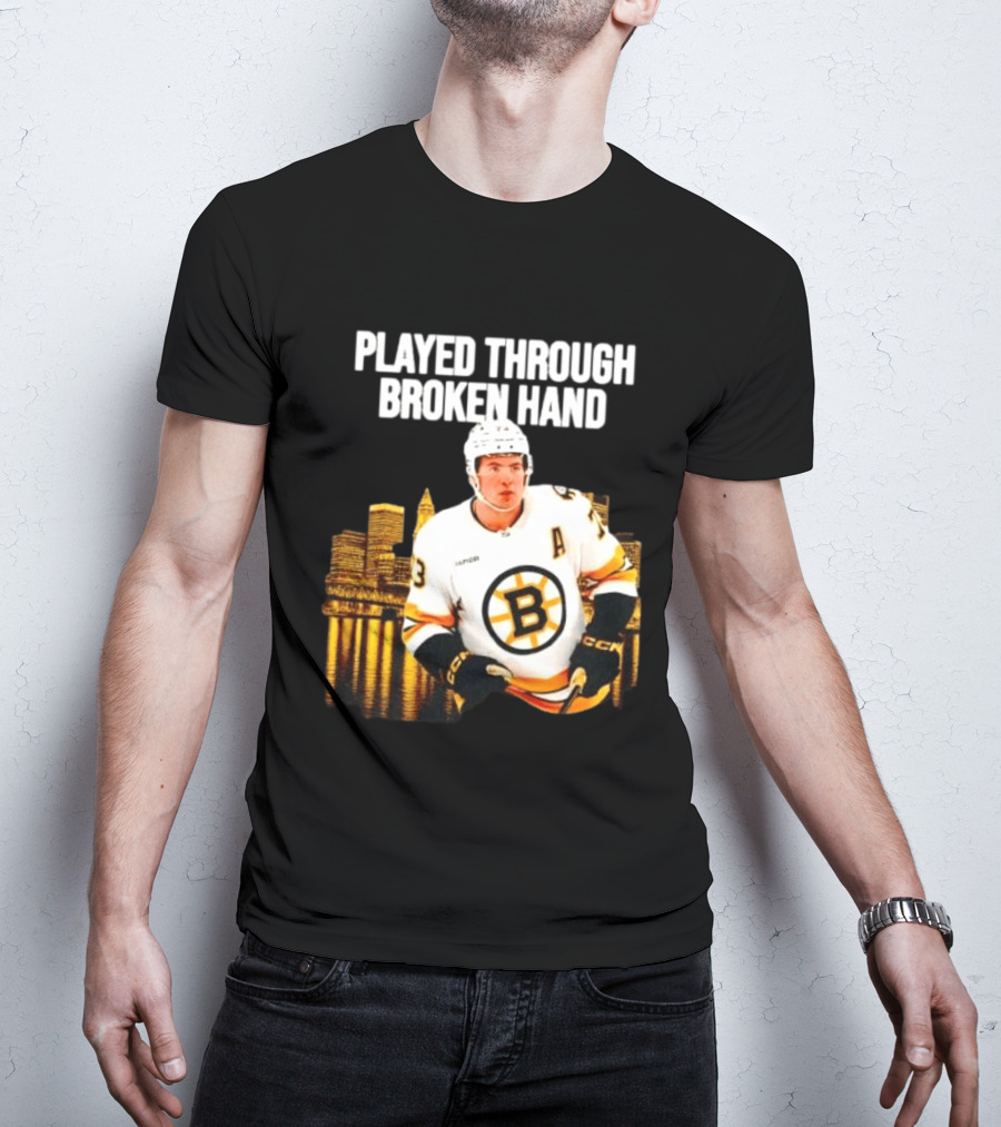 Charlie McAvoy Played Through Broken Hand Boston Hockey T-Shirt