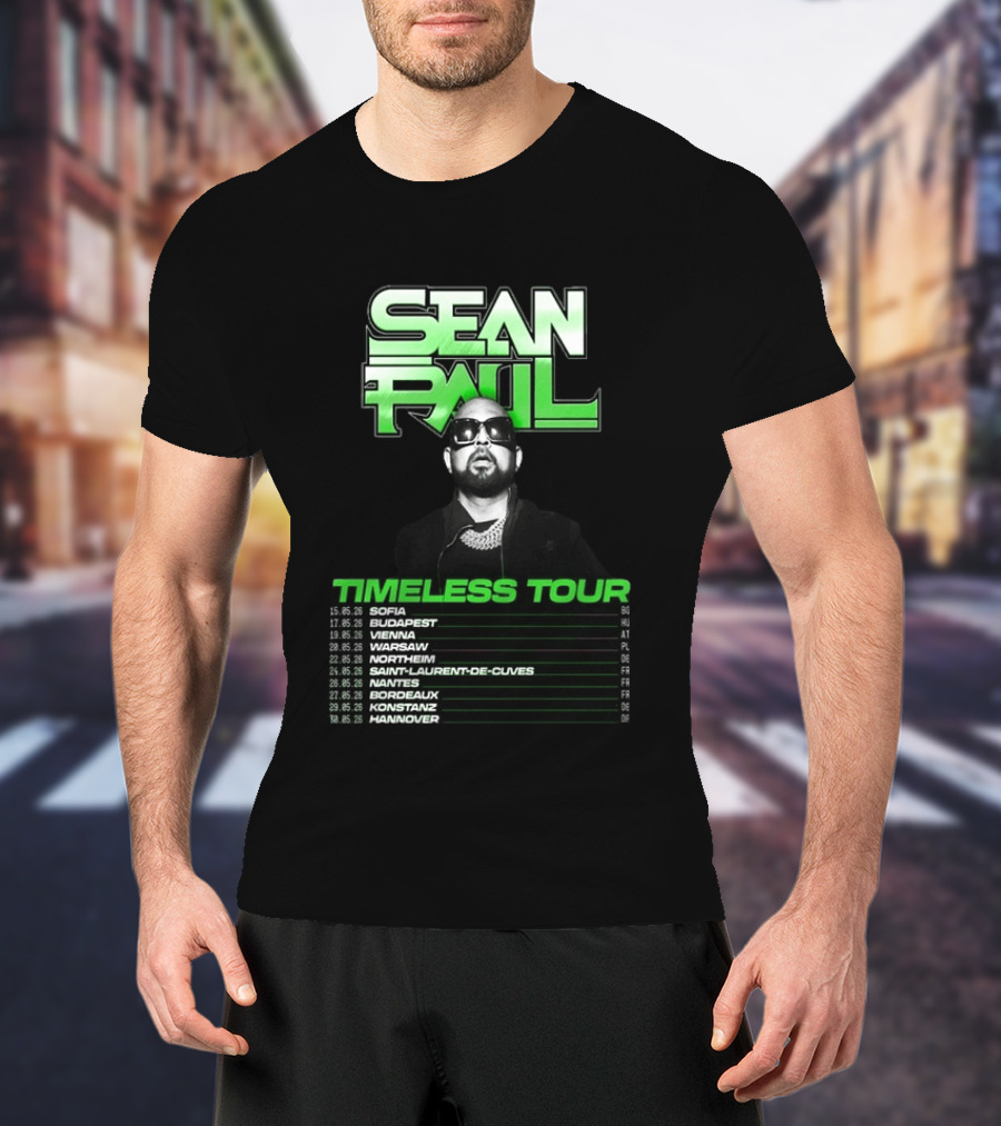 Sean Paul Timeless Tour Sofia Budapest Vienna Warsaw 2026 T-Shirt