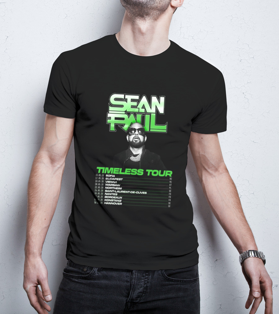 Sean Paul Timeless Tour Sofia Budapest Vienna Warsaw 2026 T-Shirt