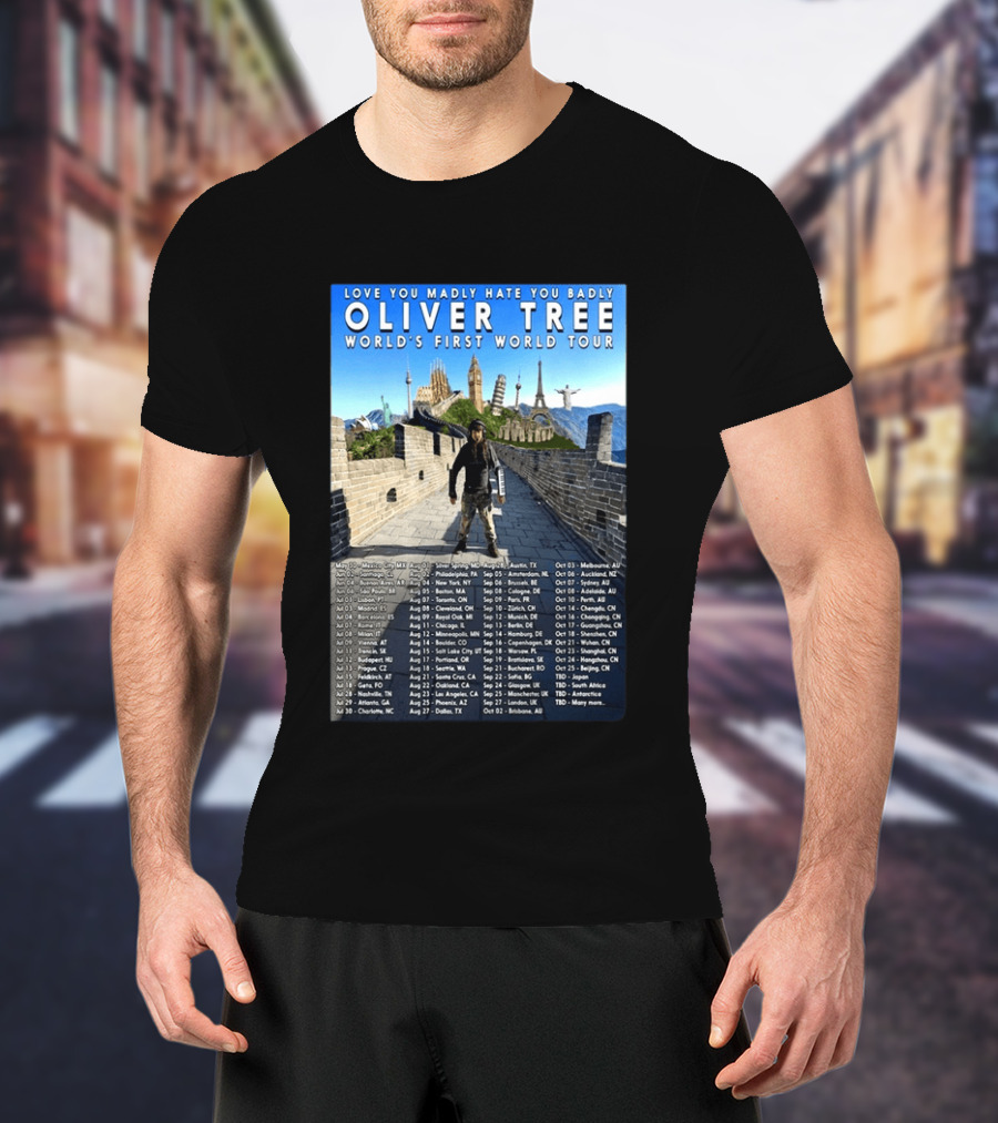 Oliver Tree World's First World Tour Love You Madly Hate You Badly Fall 2026 Tour Dates T-Shirt