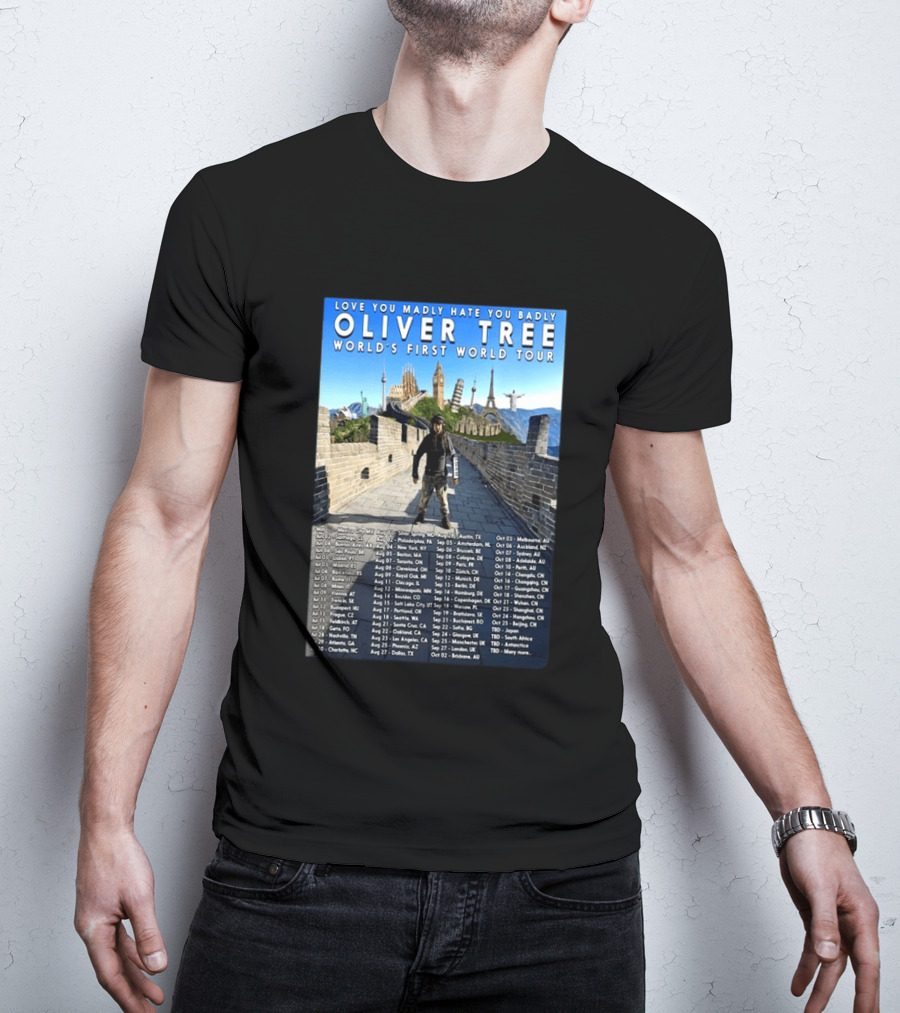 Oliver Tree World's First World Tour Love You Madly Hate You Badly Fall 2026 Tour Dates T-Shirt