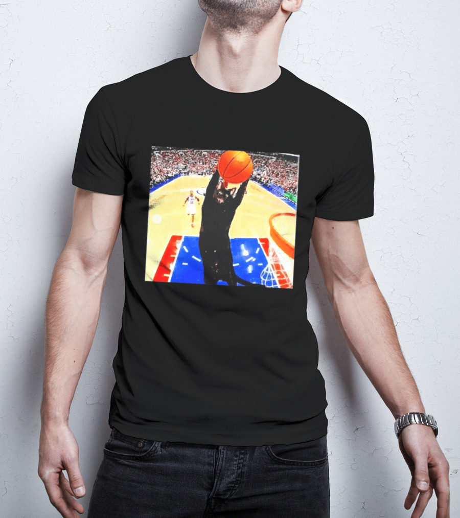 Philadelphia 76ers Black Cat Slam Dunk Basketball Meme T-Shirt
