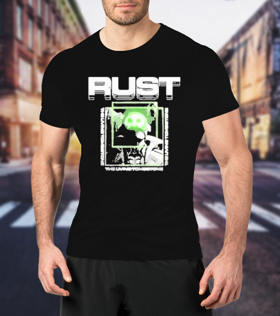 The Living Tombstone Rust Green Skull Gaming T-Shirt