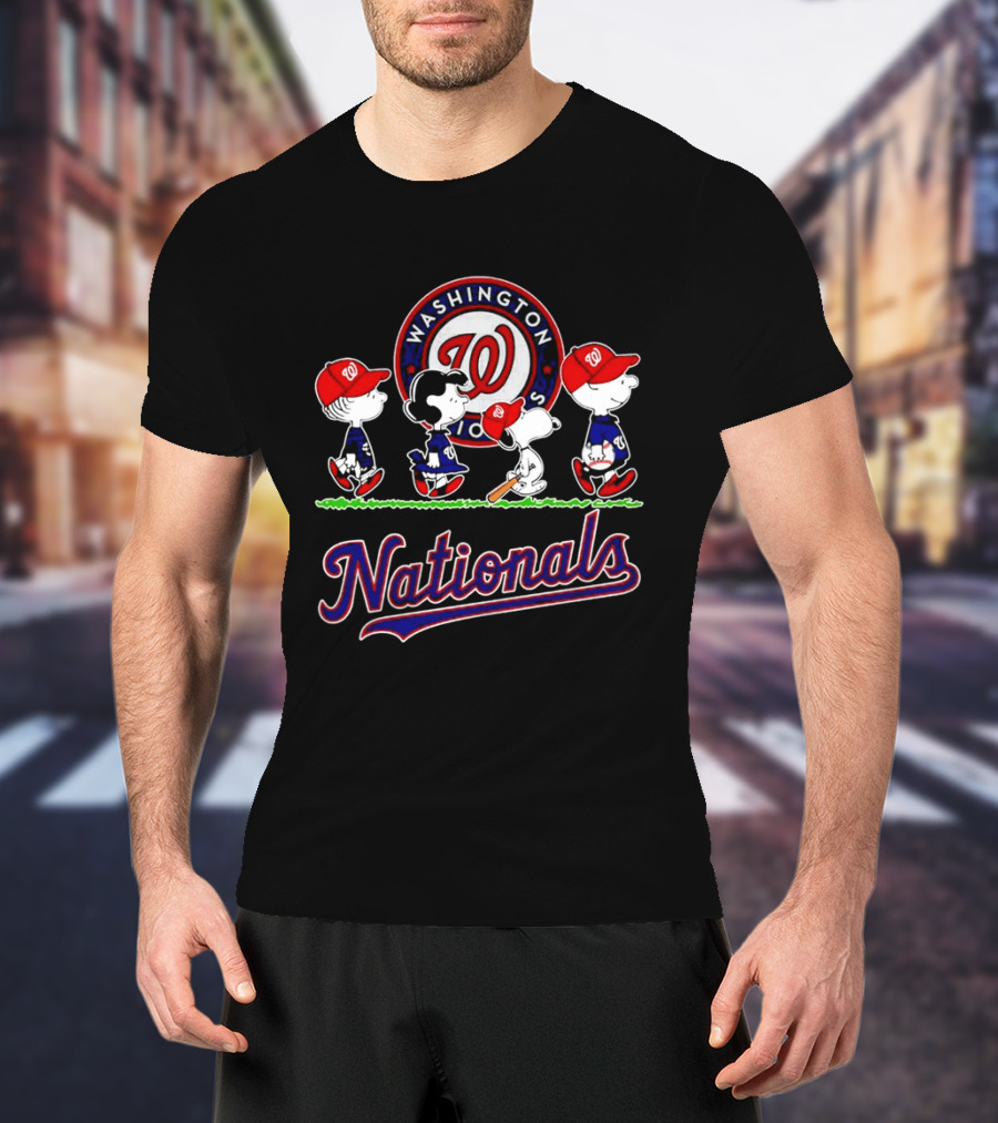 Washington Nationals Peanuts Characters Abbey Road Walking 2026 T-Shirt