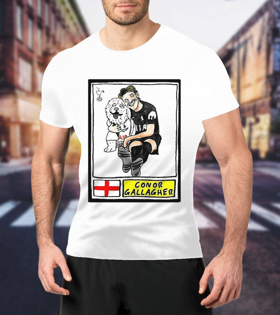 Conor Gallagher Hugging Dog With England Cross And Spurs T-Shirt