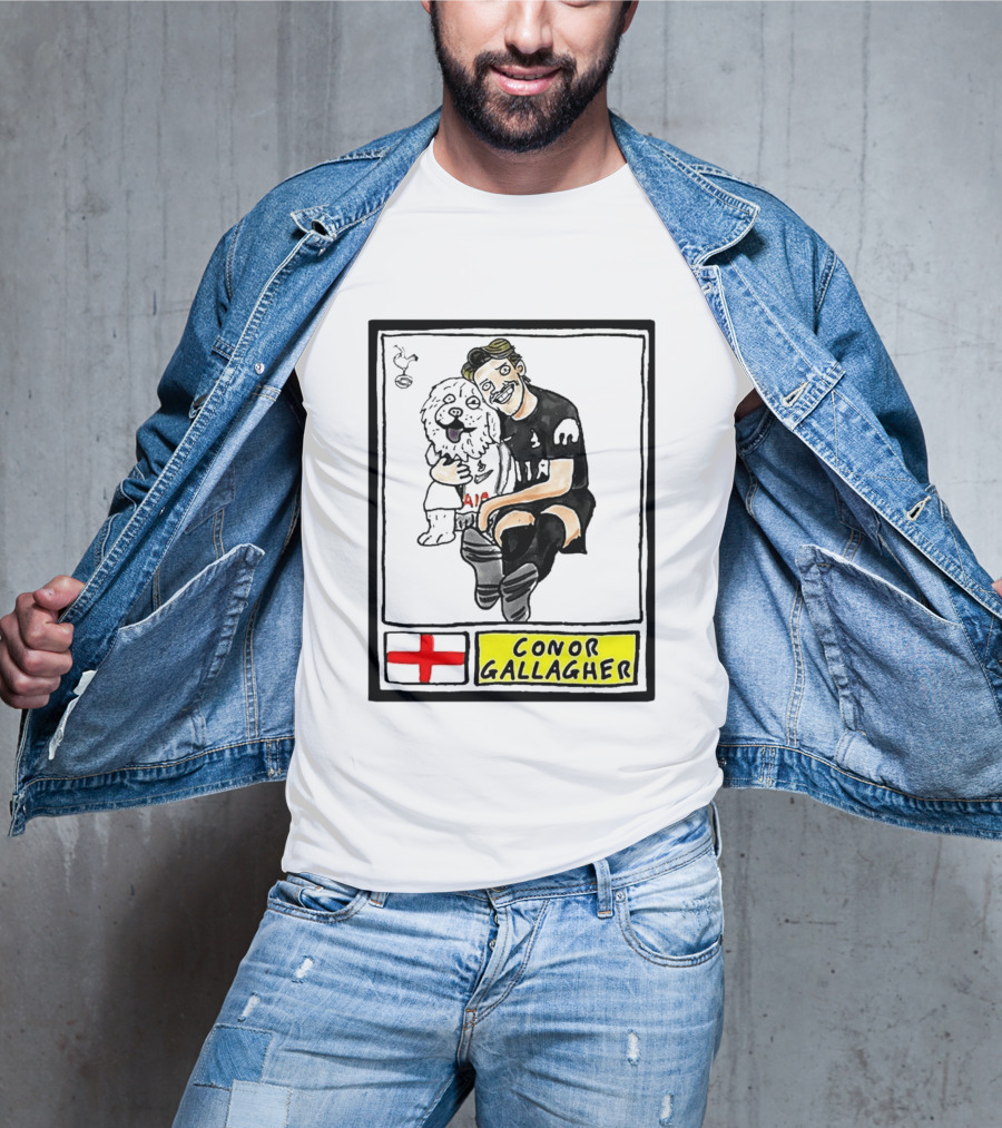 Conor Gallagher Hugging Dog With England Cross And Spurs T-Shirt