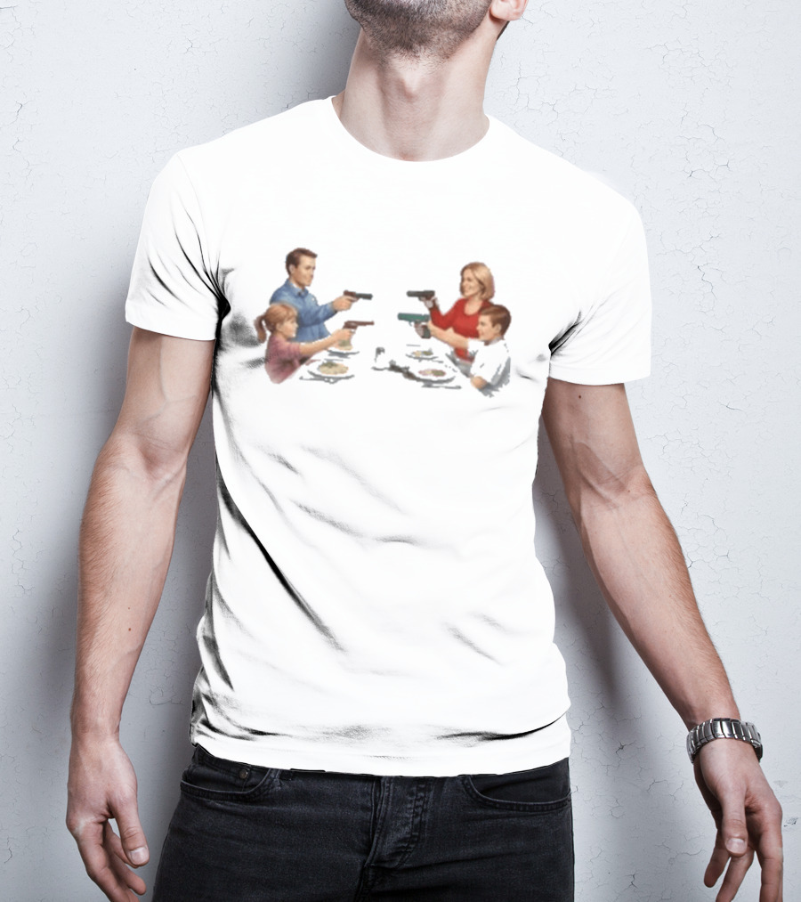 Bloody Sunday Last Supper Family At Dinner Table With Guns T-Shirt