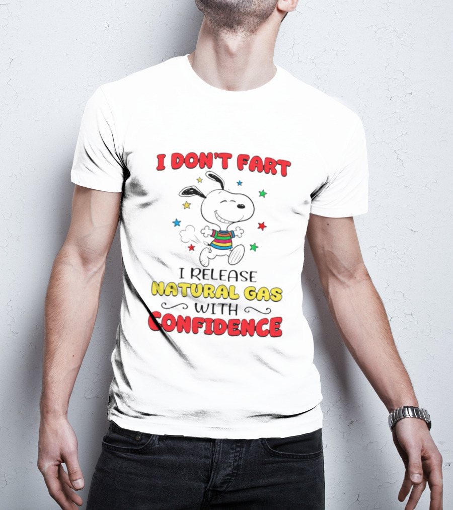 Playful Dog Cartoon I Don't Fart I Release Natural Gas With Confidence T-Shirt
