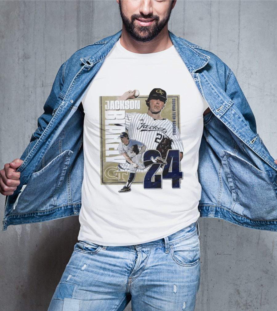 Jackson Blakely Georgia Tech Baseball GT 24 Player Student Athlete T-Shirt