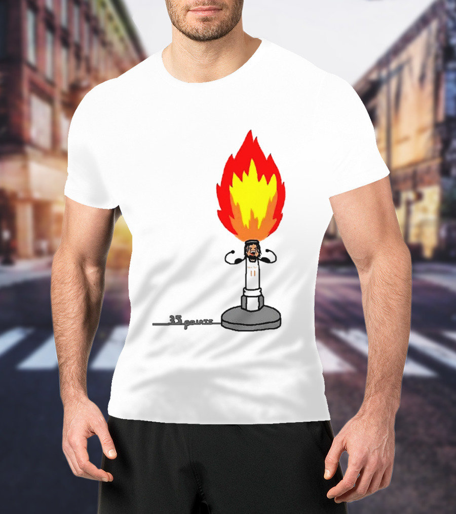 New York Knicks Jalen Brunson 35 Points It's Lit Flame T-Shirt