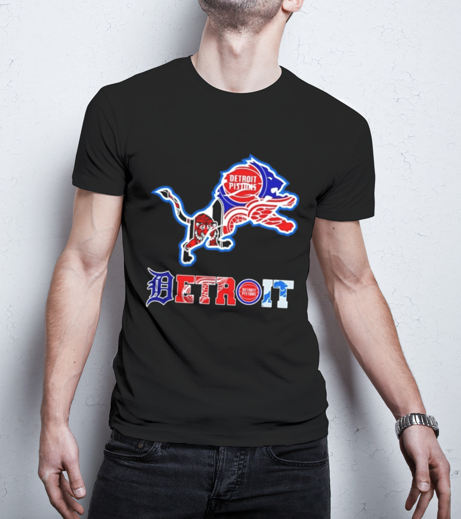 Detroit Lions Pistons Tigers Red Wings Sports Team Mashup T-Shirt