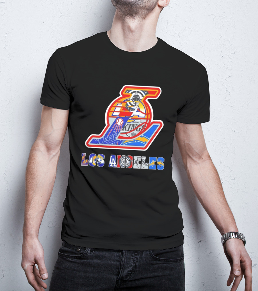 Los Angeles Dodgers Lakers Kings Chargers Sports Team Mashup T-Shirt