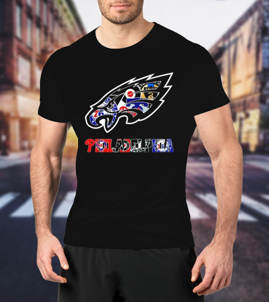 Philadelphia Sports Teams Logos Mashup Eagles Phillies Flyers Sixers Union T-Shirt